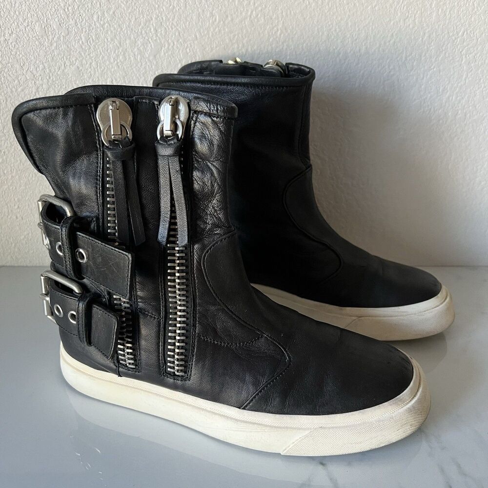 Giuseppe Zanotti Women’s Buckle Biker High Top Sneakers Size 36 Black US 6
